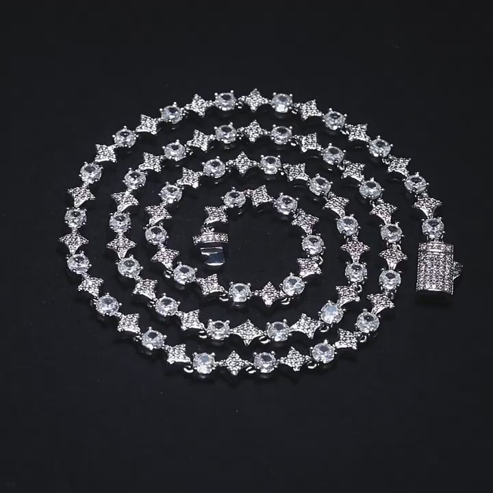 Star zircon tennis chain necklace