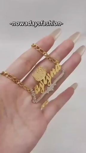 cut cat name necklace 14 karat gold name plates