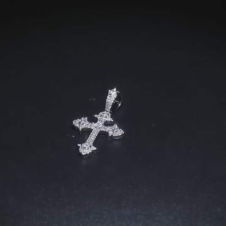 Hip-Hop Diamond-Encrusted Zircon Cross Necklace