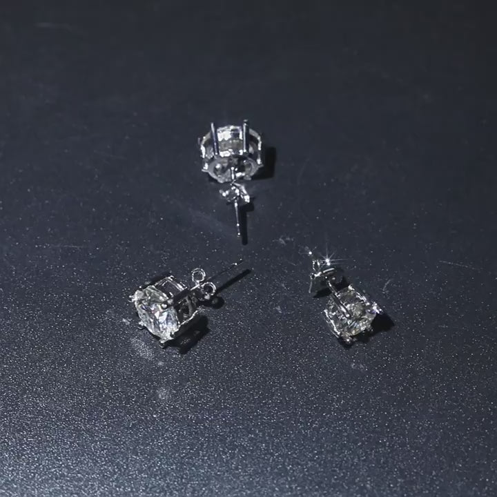 Hip-hop 925 silver moissanite six-prong earrings