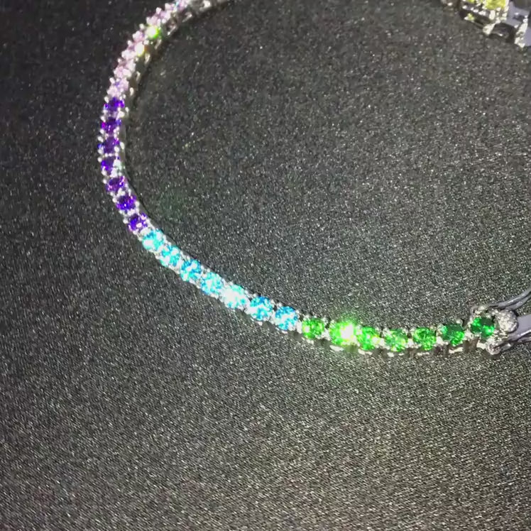 Hip-hop colored zircon tennis bracelets