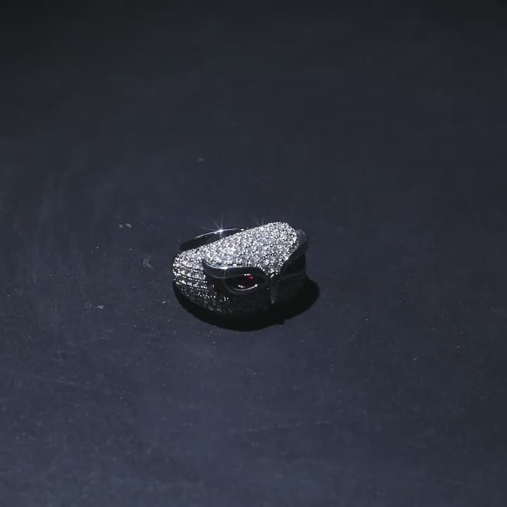 Hip-hop creative owl zircon-encrusted ring