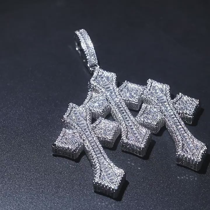 Retro Cross Square Zircon Inlay Necklace