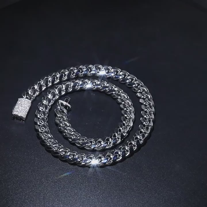 Hip-hop zircon stainless steel zircon necklace