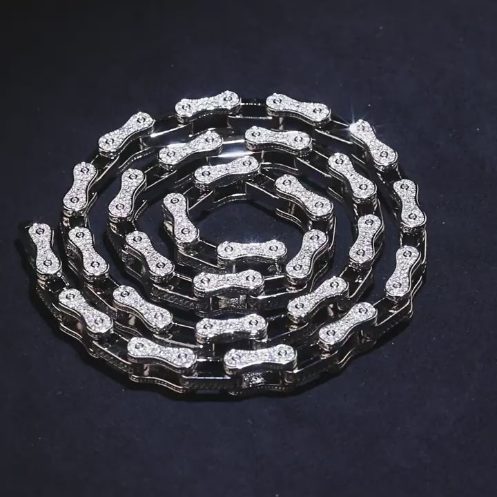 Hip Hop Rhinestone 5mm Bicycle Chain Necklace
