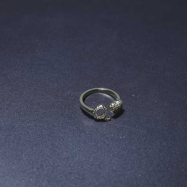 Hip-hop zircon-encrusted 26 English letters ring