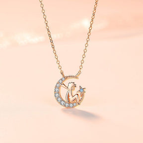 The little prince necklace s925 sterling silver star and moon pendant collarbone chain