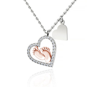 Heart-shaped baby footprints love necklace female pendant clavicle chain love footprints neck chain