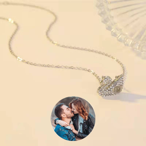 Custom Photo Projection Swan Pendant Necklace