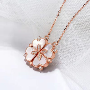 Fashion white mother-of-pearl folding four-leaf clover necklace