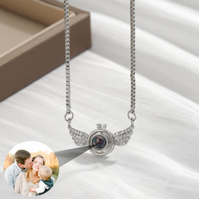 New Personalized Angel Wing Pendant Custom Photo Projection  Necklace