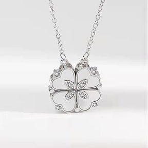 Fashion white mother-of-pearl folding four-leaf clover necklace