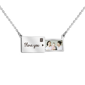 Pull-Out Envelope Necklace Personalized Engraved Photo Locket Unique Pendant