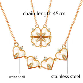 Fashion white mother-of-pearl folding four-leaf clover necklace