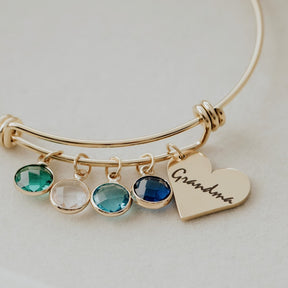 Personalized Birthstone Bracelet Mama Heart Family Birthstones Names Bracelet