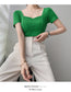 French Clavicle Square Collar Tops Women High Waist Croped Top Short Sleeve T-shirt Female