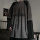 Gothic Style Tshirt Punk Long Sleeve Oversized T-shirt Fake Two-piece Street Fashion Style