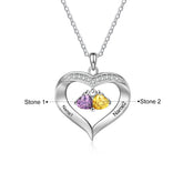 Personalized Heart Name Necklace with 1-8 Engraving Birthstone Pendant