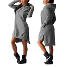 Woman Sweatshirt Dress Hoodies Autumn Sports Casual Long Sleeve Split Sweatshirt Hooded Dress