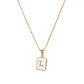 18K Golden Chain Necklaces Male Square Natural Shell Initial Letters Pendant Stainless Steel Jewelry