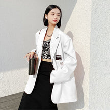 Oversize Blazer Women Autumn Loose Wide Shoulder Suit Coats Casual Label Blazers Female