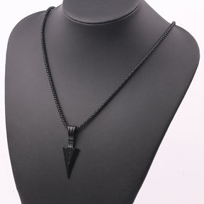 Black Rectangle Pendant Necklace Men Stainless Steel Chain Men Necklace Jewelry