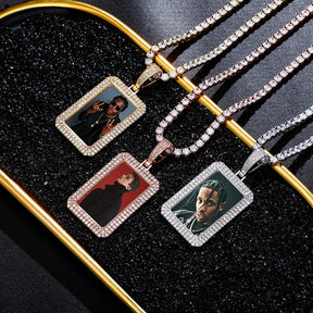 custom photo square medallion pendant hip hop fashion jewelry