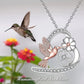Hummingbird Necklace Heart-Shaped Pendant Hummingbird and Flower Crystal Necklace