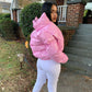 Faux PU Leather Y2K Bubble Puffer Winter Warm Jacket Women Long Sleeve Coats