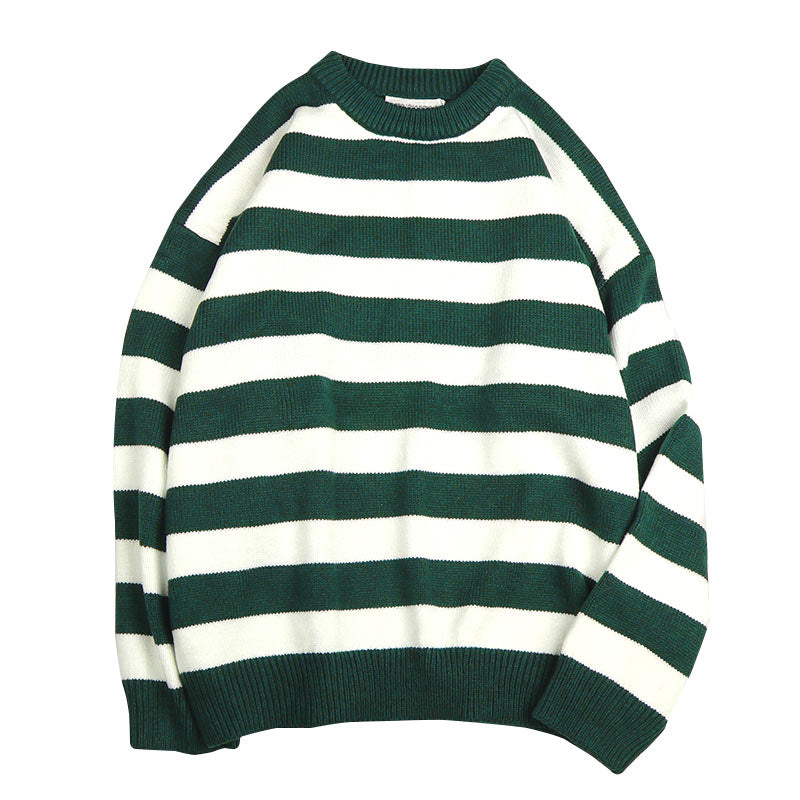 Autumn Winter Knitted Striped Sweater Casual Oversized Pullovers Sweaters