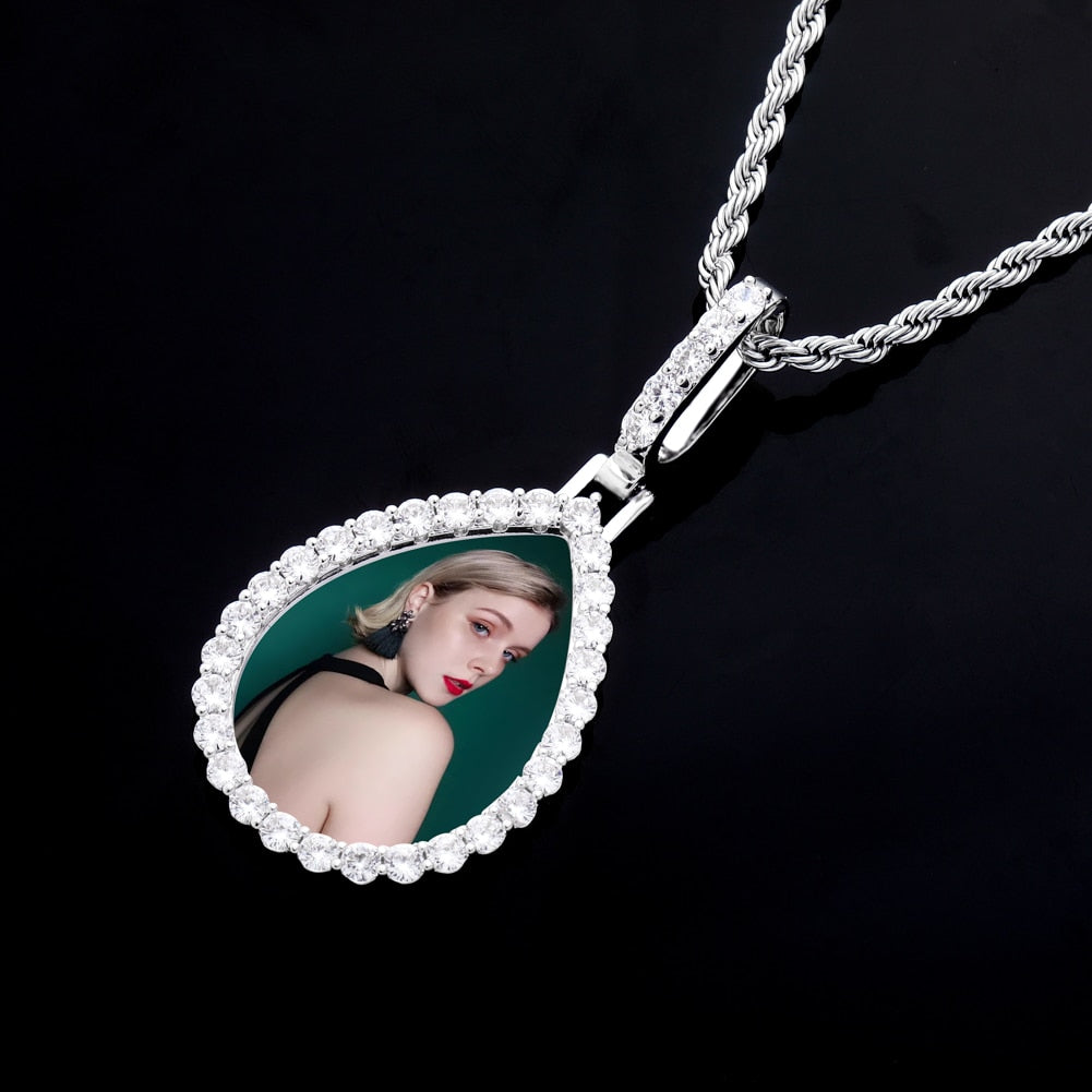 Custom Photo Pendant  Drop-shaped Medal Pendant Necklace  Hip Hop Jewelry