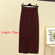 High Waist Women Knitted Skirt Spring Autumn Fashion Rib Skirt Elegant Midi Skirt