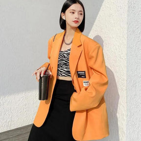 Oversize Blazer Women Autumn Loose Wide Shoulder Suit Coats Casual Label Blazers Female