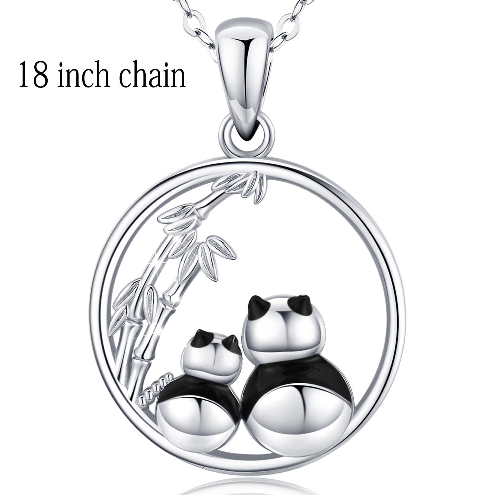 Bamboo and Giant Panda Round Pendant Jewelry Women Valentine's Day gift