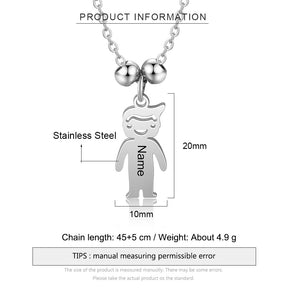 Personalisierte gravierte Namenskette mit Jungen-Mädchen-Anhängern