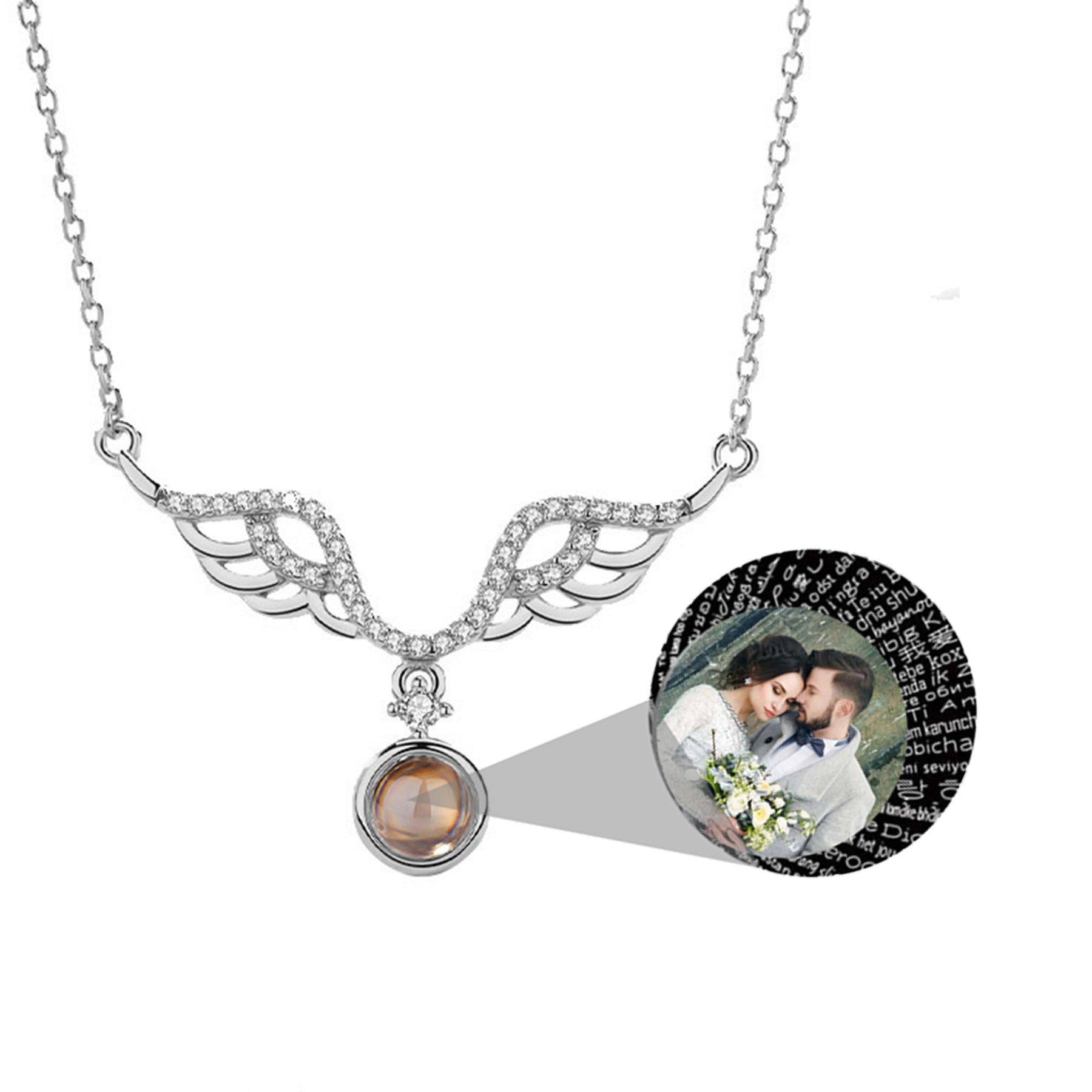 Customized 925 Silver photo Projection Necklace Couple Memory Gifts