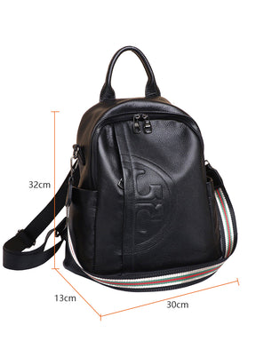 Genuine Real Cowhide Leather Backpack High Quality Women's Bag Durable Dirty Student School Bag