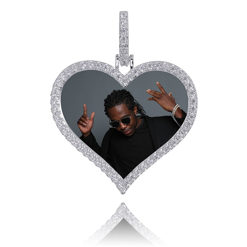 Custom Made Photo Heart Medallions Necklace & Pendant Men's Hip hop Jewelry