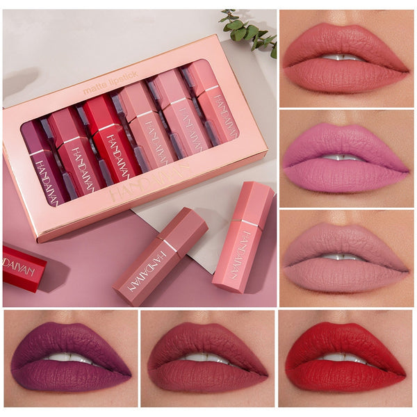 6 Colors Matte Non stick Cup Lipstick Long  Lasting Moisturizing Lipstick Cosmetics Set