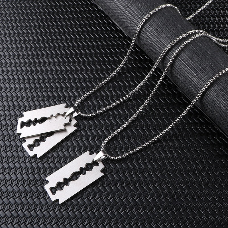 Hip Hop Blade Pendant Necklaces Razor Necklace