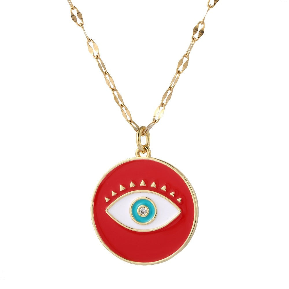 Boho Evil Bllue Eye Necklace for Women Men Snake All-seeing Eye Collar Necklace