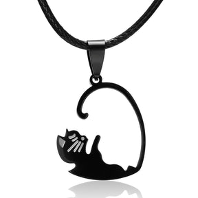 Collana con cuciture a forma di gatto bianco nero Amicizia a forma di cuore Gioielli in coppia con gatto bianco in oro