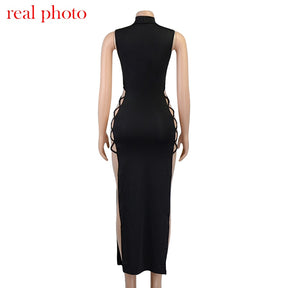 Elegant Black Sleeveless Bandage Dress for Women Club Party Backless Tank Dresses