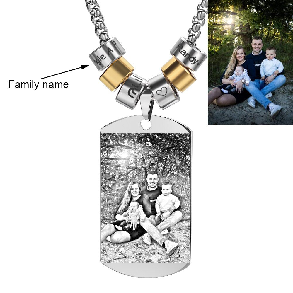 Custom Family Photo Love Necklace for Women Men Square Jewelry