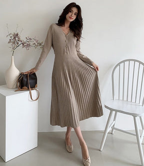 Single-breasted Women Sweater Dress Knitted Belted Female A-line soft dresses