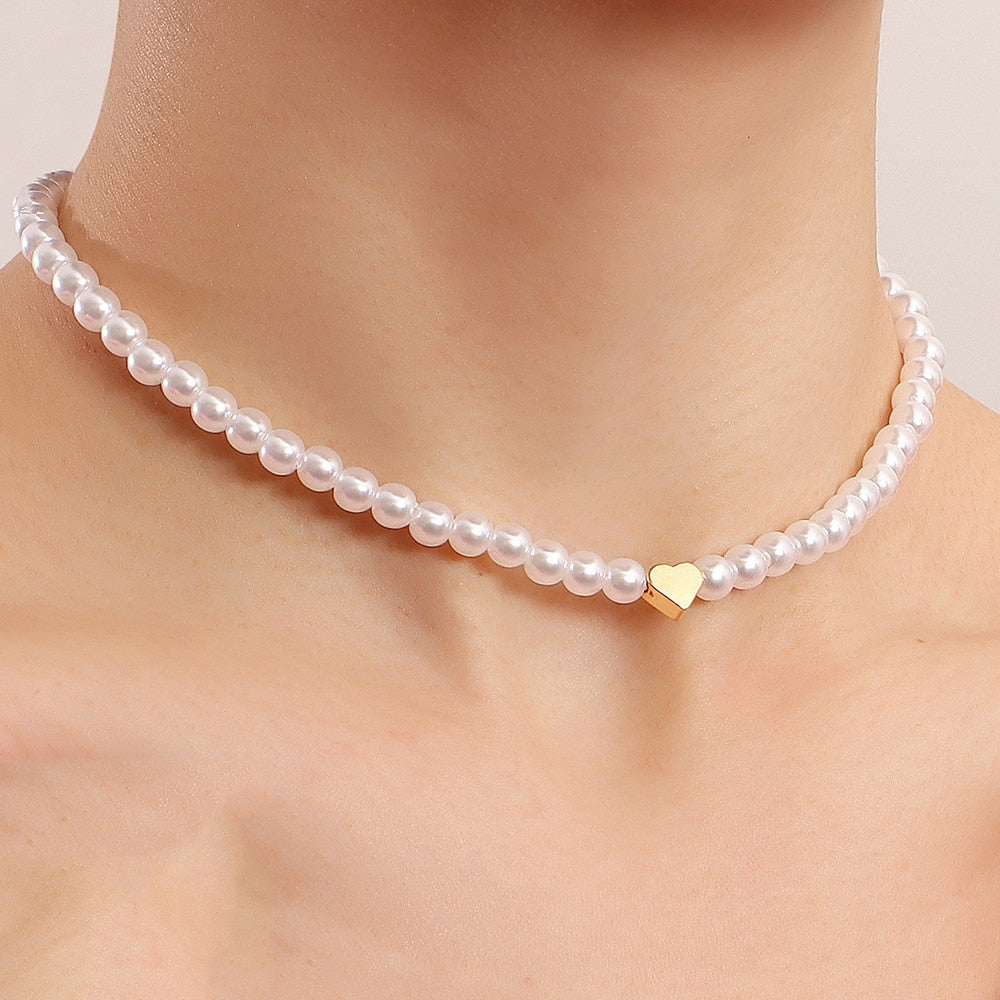 Trend Schmuck Hochzeit Große Perlenkette Für Frauen Mode Weiße Imitationsperle Choker