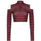 Goth Print Tops Stripe Cute T-Shirts Dark Academia Techwear Button Up V Neck Half Sleeve Sweat Shirts
