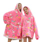 Printed Wearable Blanket Hoodie Fleece Warm Kids Sleepwear Hoody Sweatshirt