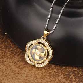 Rotatable Windmill Pendant Necklace AAA Cubic Zirconia Pave Gold Silver Color Crystal Necklace Jewelry