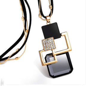 Lange Halsketten und Anhänger für Damen Collier Femme Geometric Fashion Crystal Jewelry